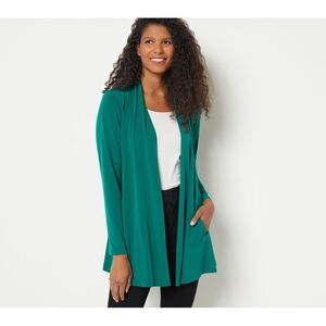 Susan Graver Women's Top Petite Sweater PM Essentials Liquid Knit Green A516337